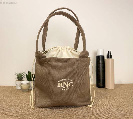 Borsa in cotone canvas e cotone naturale con manici rifiniti